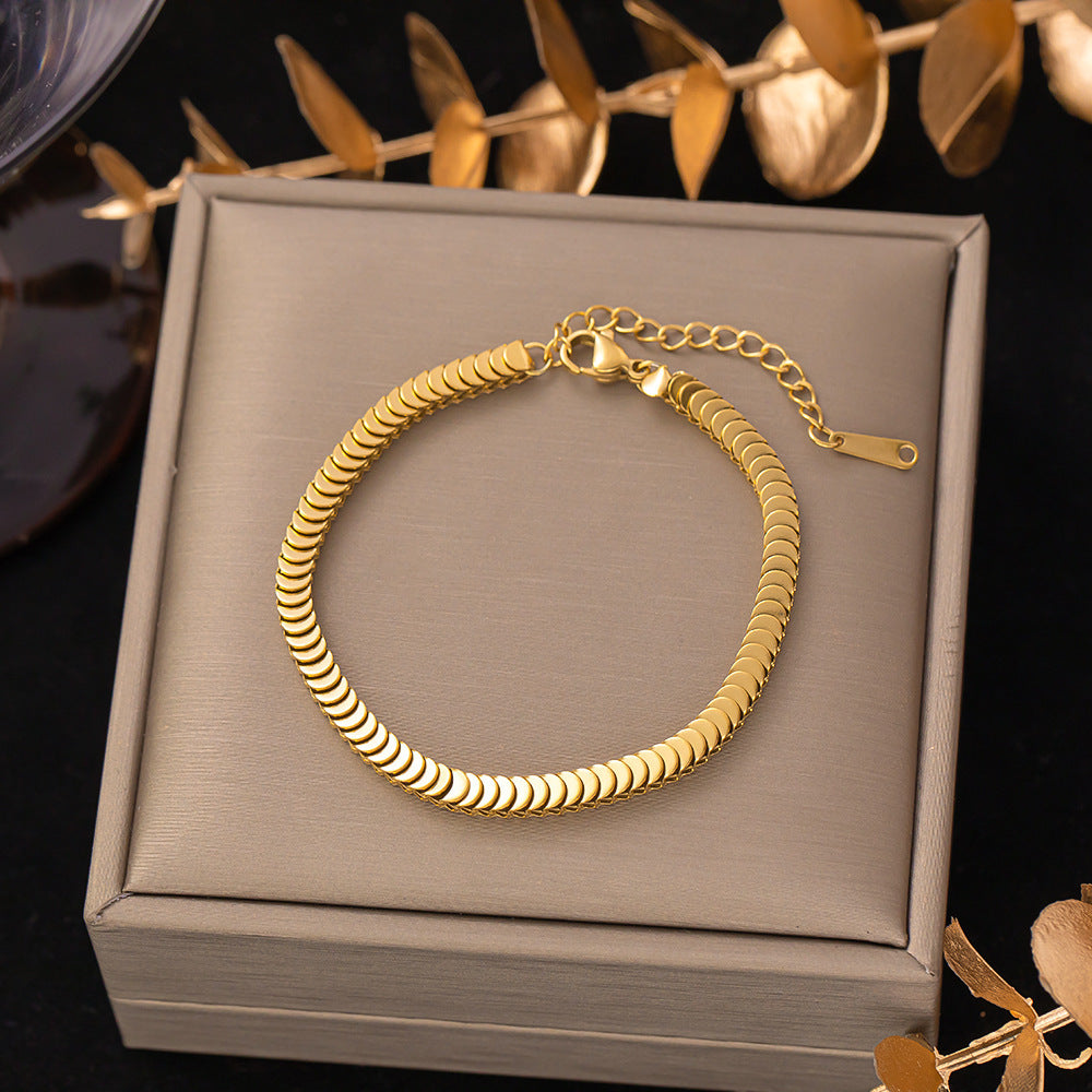 Women's Titanium Steel Inlaid Charm Bracelet Versatile Fashion Jewelry teemdrop