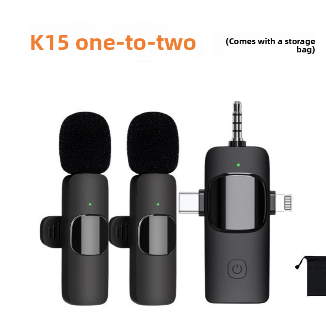 K15 3-in-1 Universal Wireless Lavalier Microphone with Noise Reduction for Live Streaming and Recording teemdrop