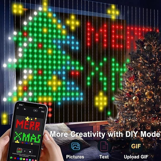 Smart App Controlled RGB Programmable LED Curtain Light with Dynamic Display Modes
