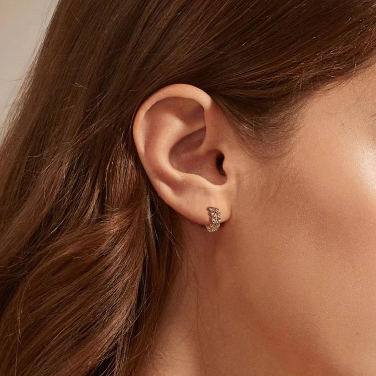 S925 Sterling Silver Wheat Ear Design Zircon Earrings