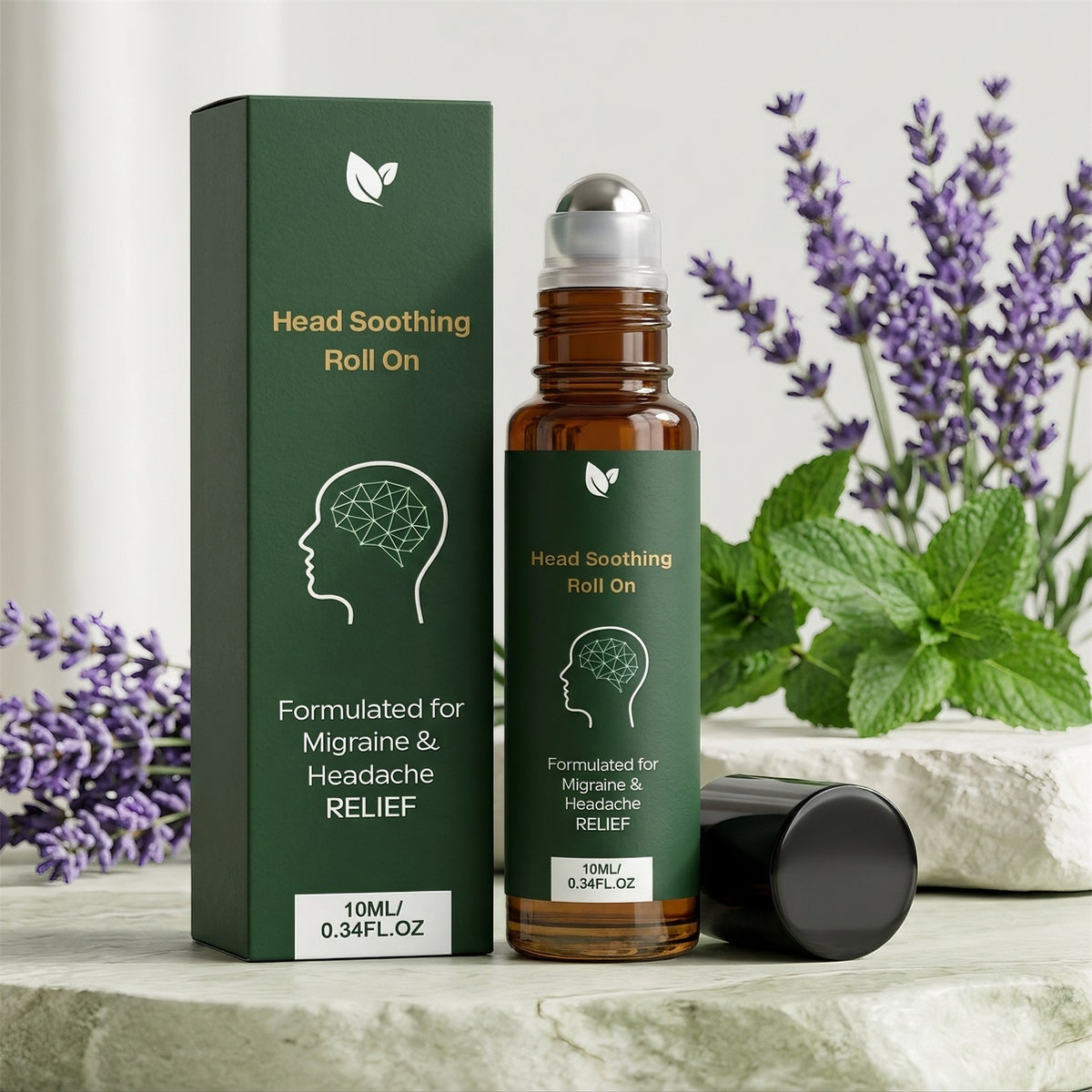 Portable Herbal Mint Head Care Rollerball 10ml for Relaxation and Refreshment teemdrop