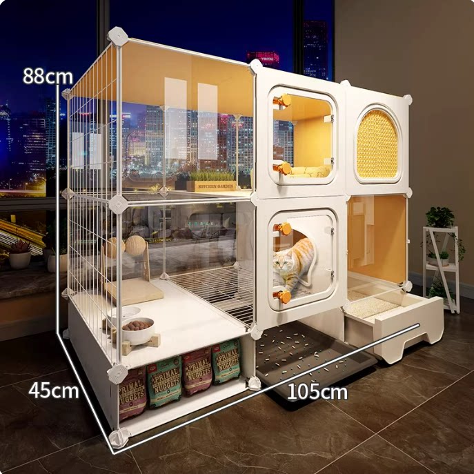 Panoramic Cat Cage Large Free Space Household Indoor