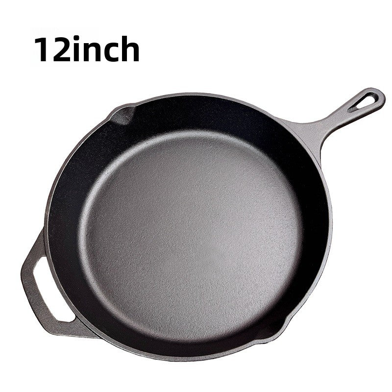 Traditional Cast Iron Flat Bottom Frying Pan teemdrop