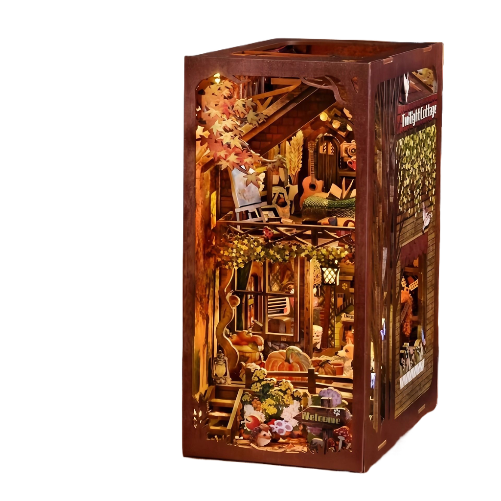 DIY Wooden Miniature Library Cabin Book Nook Building Kit