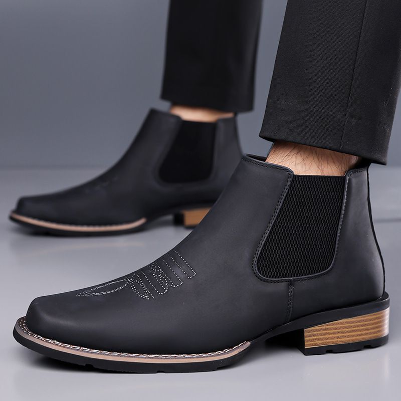 Men's Chelsea Style Faux Leather Mid-Calf Casual Boots teemdrop