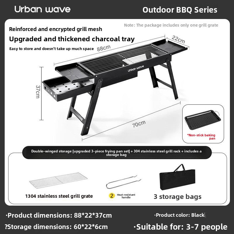 Portable Outdoor Stainless Steel Folding Charcoal Grill teemdrop