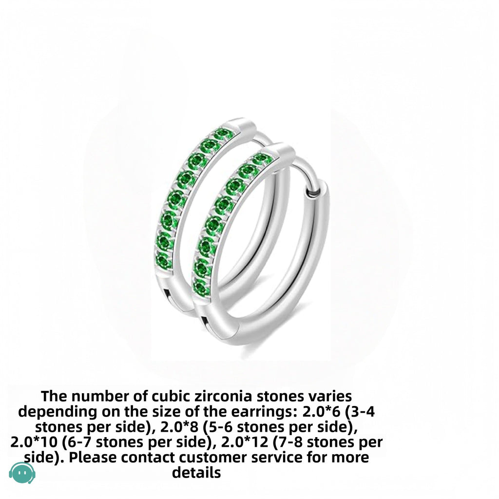 Titanium Steel Round Zircon Earrings Simple Casual Style Ear Buckles for Women teemdrop