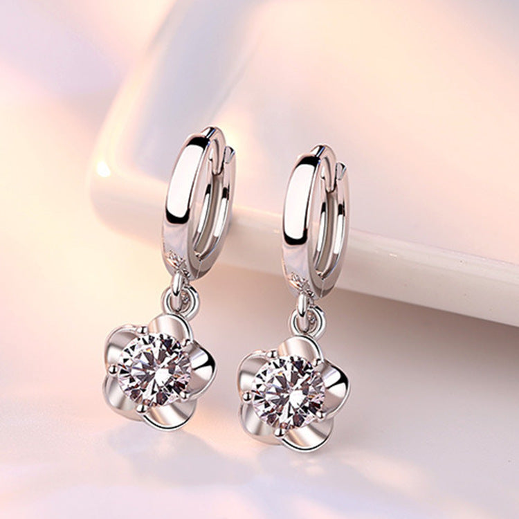 Elegant Zircon Plum Blossom Drop Earrings
