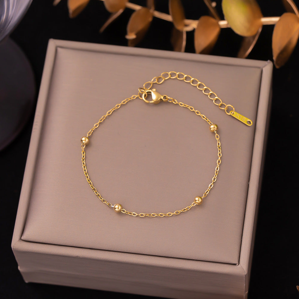 Women's Titanium Steel Inlaid Charm Bracelet Versatile Fashion Jewelry teemdrop
