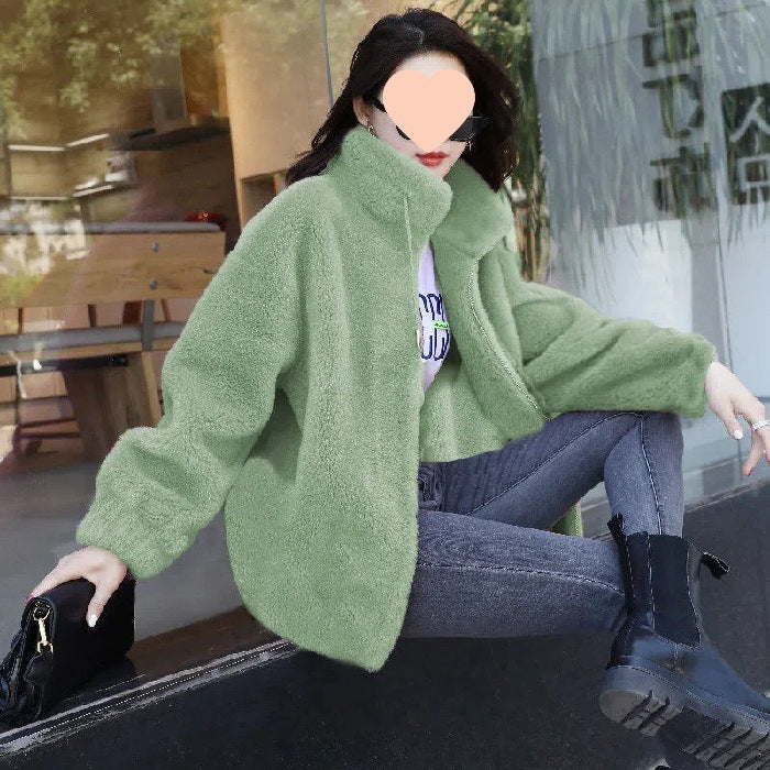 Women Double-Sided Velvet Warm Zip Up Cardigan teemdrop