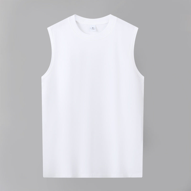 Men?s Heavyweight Pure Cotton Sleeveless V-Neck Gym Training Tank Top teemdrop