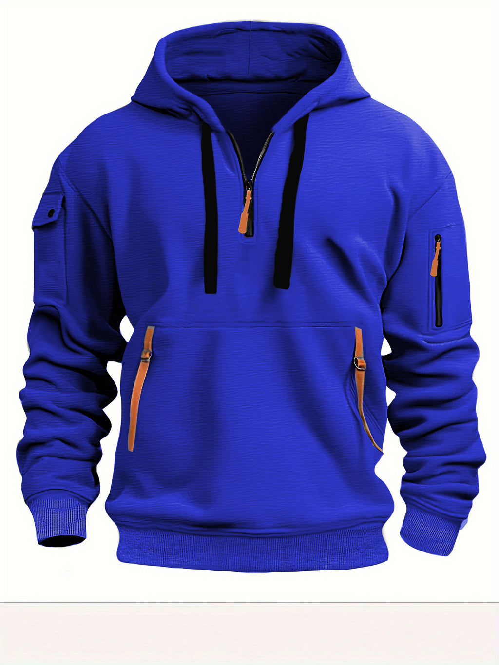 Men's fleece-lined warm hooded zipper pullover sweater teemdrop