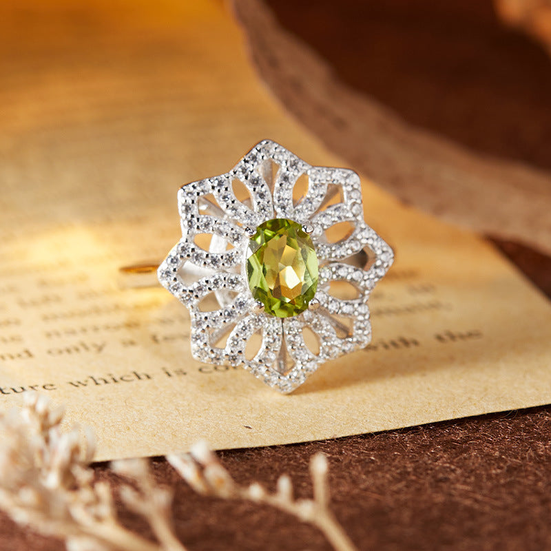 S925 sterling silver natural colored gemstone ring