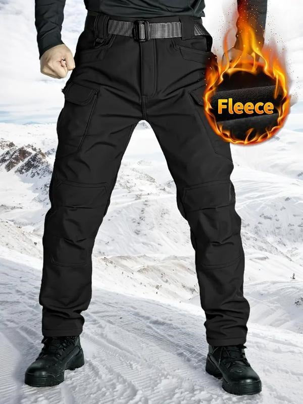 Men's Fleece Lined Waterproof Outdoor Hiking Pants, Warm Winter Insulated Snow Pant teemdrop