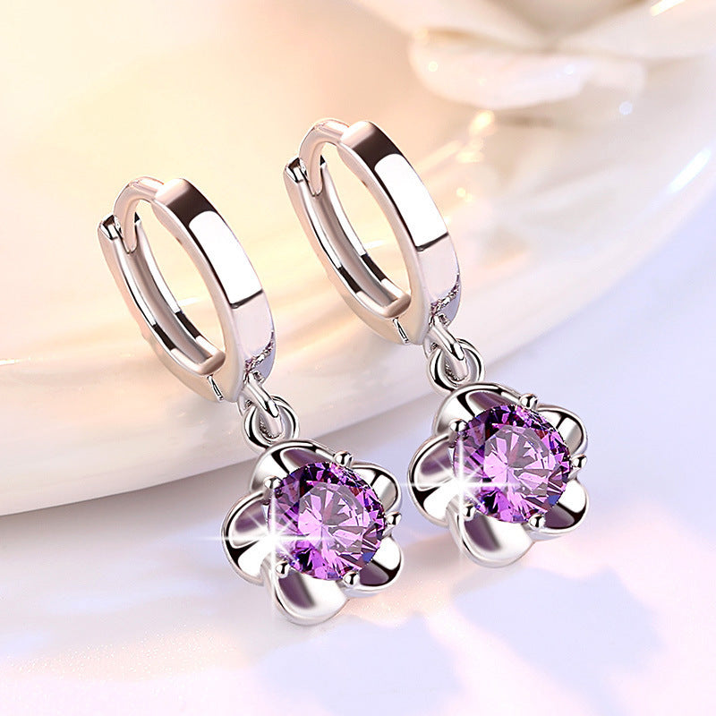 Elegant Zircon Plum Blossom Drop Earrings