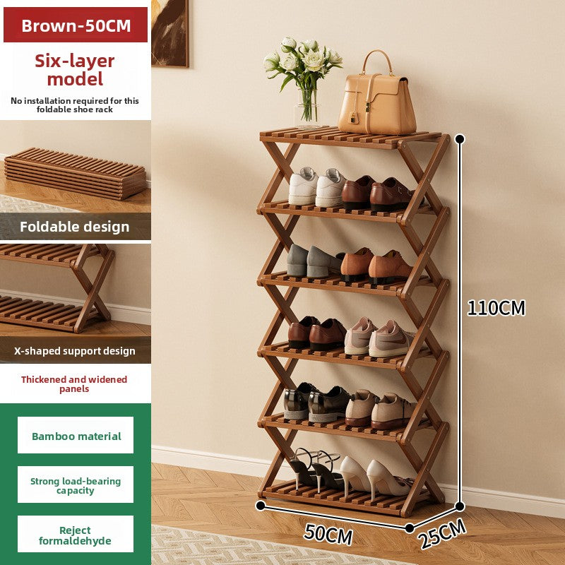 Foldable Bamboo Shoe Rack Freestanding No Assembly Multi-Tier Storage Organizer teemdrop
