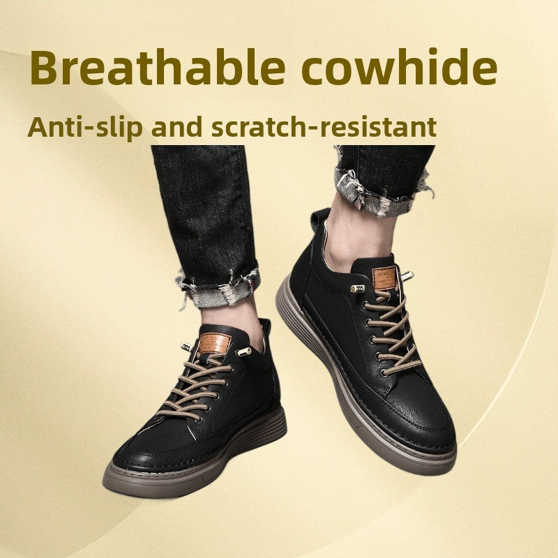 Men's Genuine Leather Sneakers Invisible 6cm Height-Increasing teemdrop