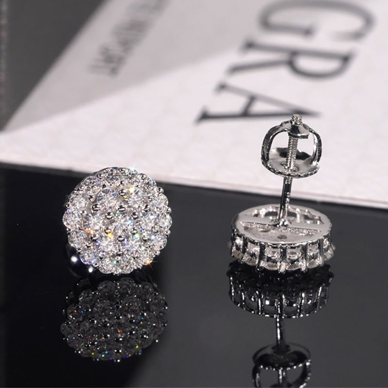 Women's Floral Round Full Diamond Micro-Inlaid Zircon Elegant Earrings teemdrop