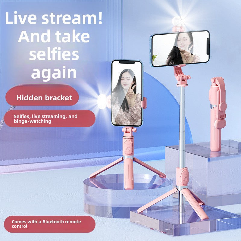 Portable Multi-Function Bluetooth Selfie Stick Tripod with Fill Light teemdrop