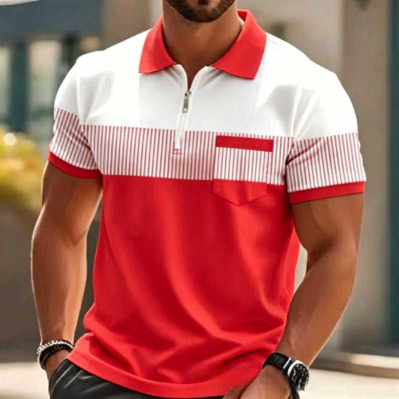 Mens Striped Short Sleeve Polo Shirt