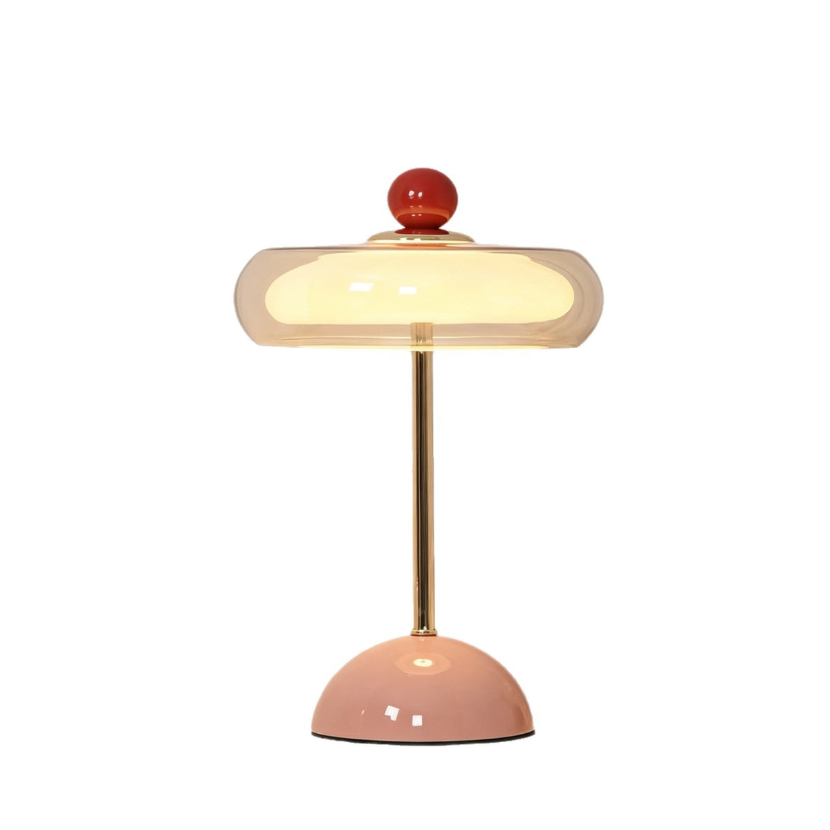 Nordic Cream-Style Rechargeable Table Lamp, Touch Dimming, Metal Base, Bedside Ambient Light