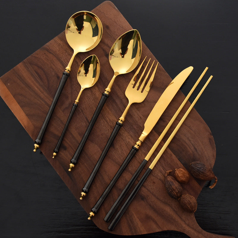 Black Gold Mirror Stainless Steel Cutlery Set