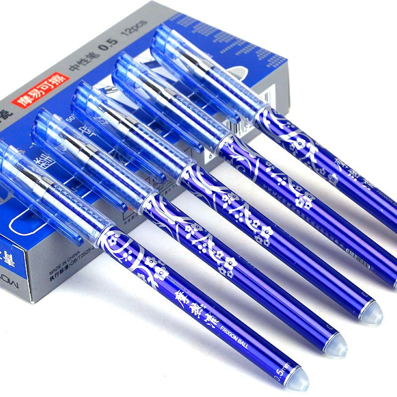 Thick Barrel 0.5mm Erasable Gel Pen Transparent Friction Heat Eliminating Office Pen teemdrop