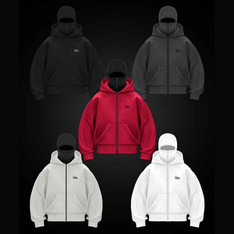 Loose Fit Fleece Lined Hooded Sweatshirt Autumn Winter Y2K Zipper Sweater teemdrop