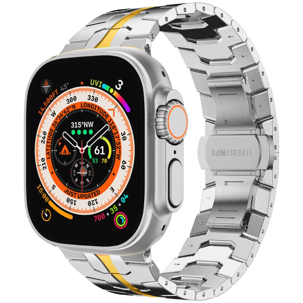 Stainless Steel Watch Band Compatible with Apple Watch Ultra Series 12 with Butterfly Clasp