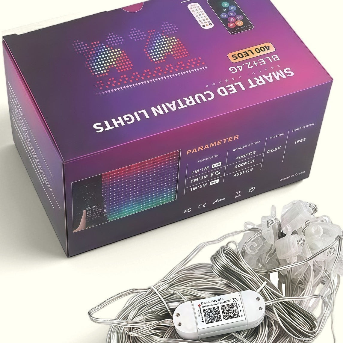 Smart App Controlled RGB Programmable LED Curtain Light with Dynamic Display Modes