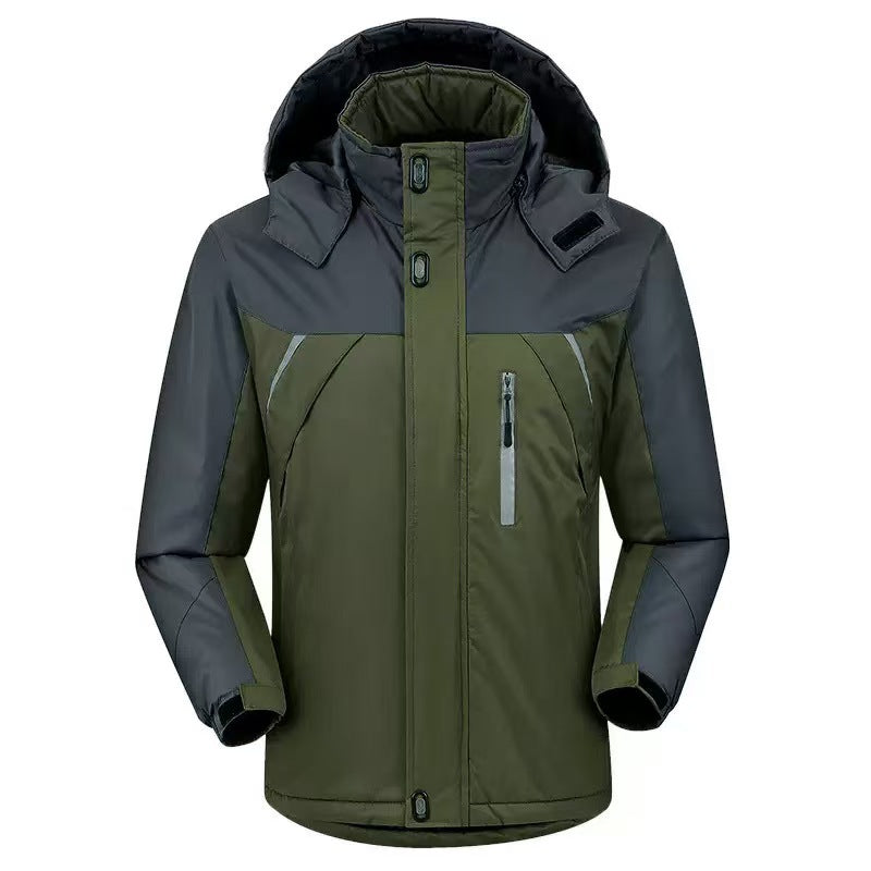 Men?s fleece-lined, thickened, all-in-one winter outdoor jacket with reflective detailing for warmth teemdrop