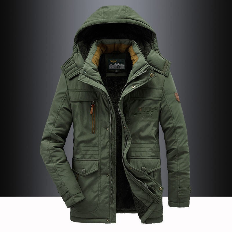 Men's Vintage Washed Fleece-Lined Thickened Cotton Casual Jacket teemdrop