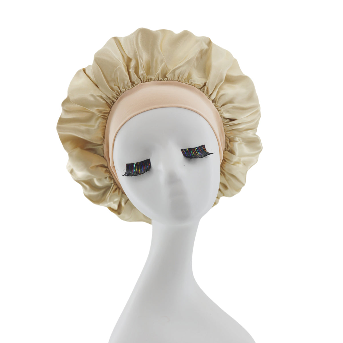 Lace-lined wide-brimmed elasticated hat