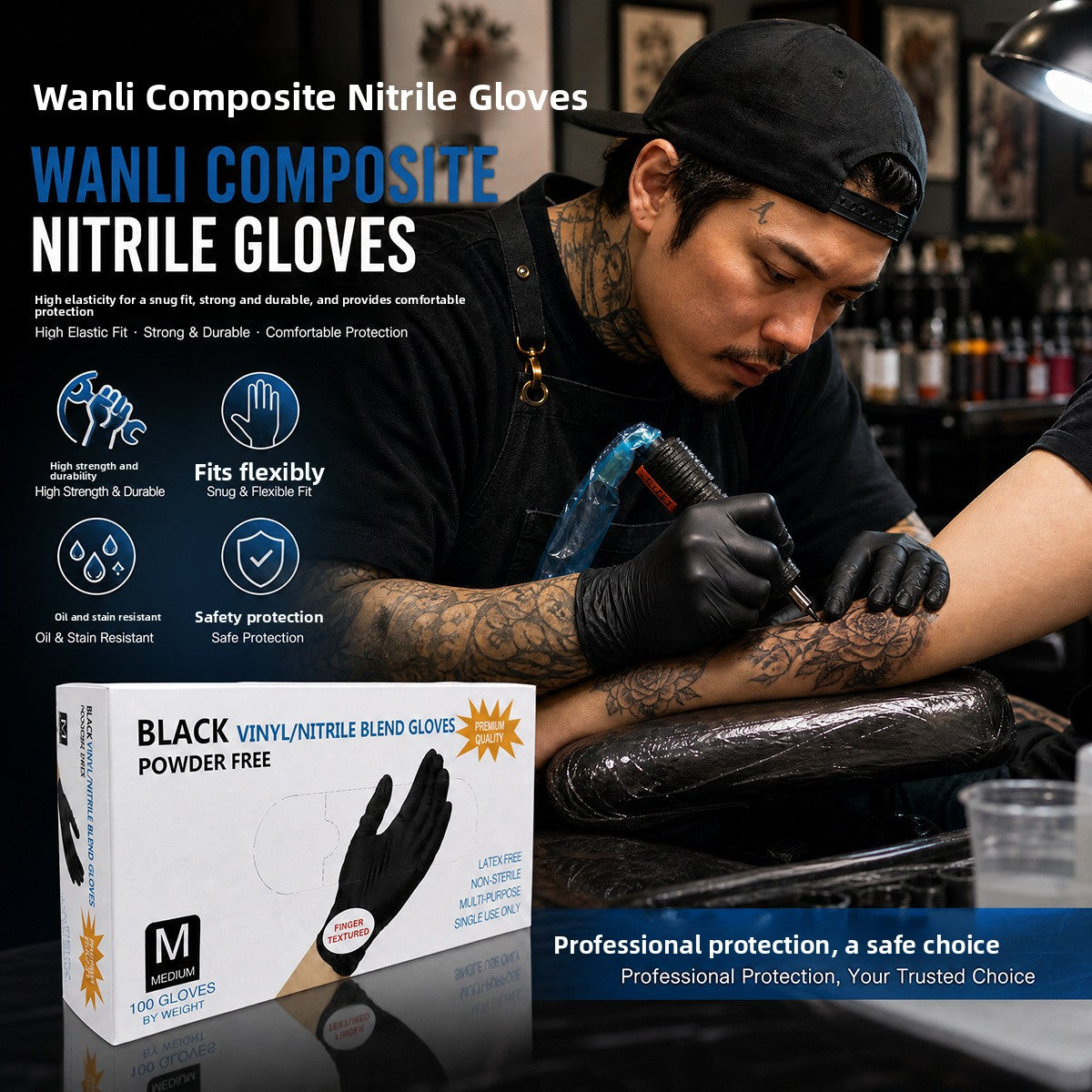 Disposable Black Nitrile Gloves