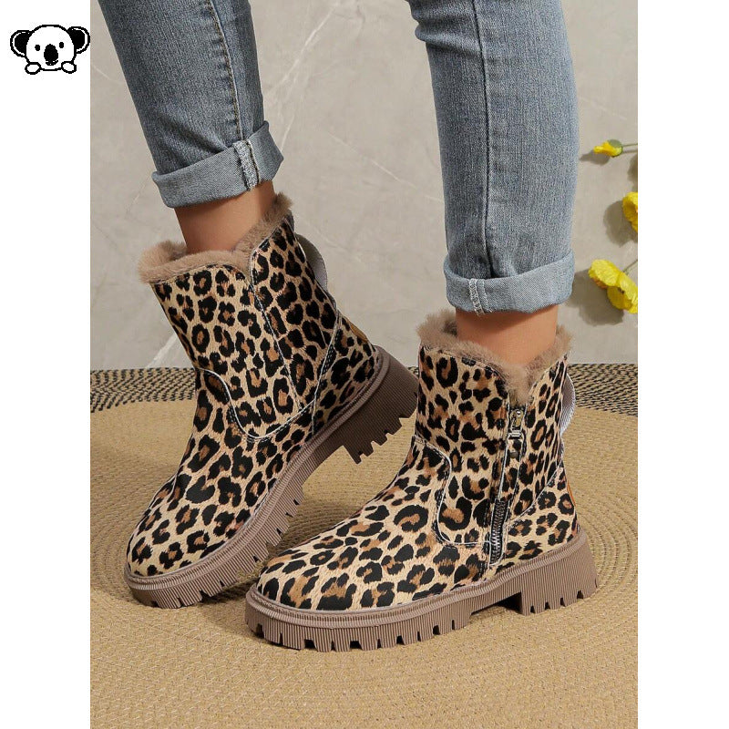 Plus Size Square Heel Mid-Calf Boots with Ultra-High Heel and Skull Pattern teemdrop
