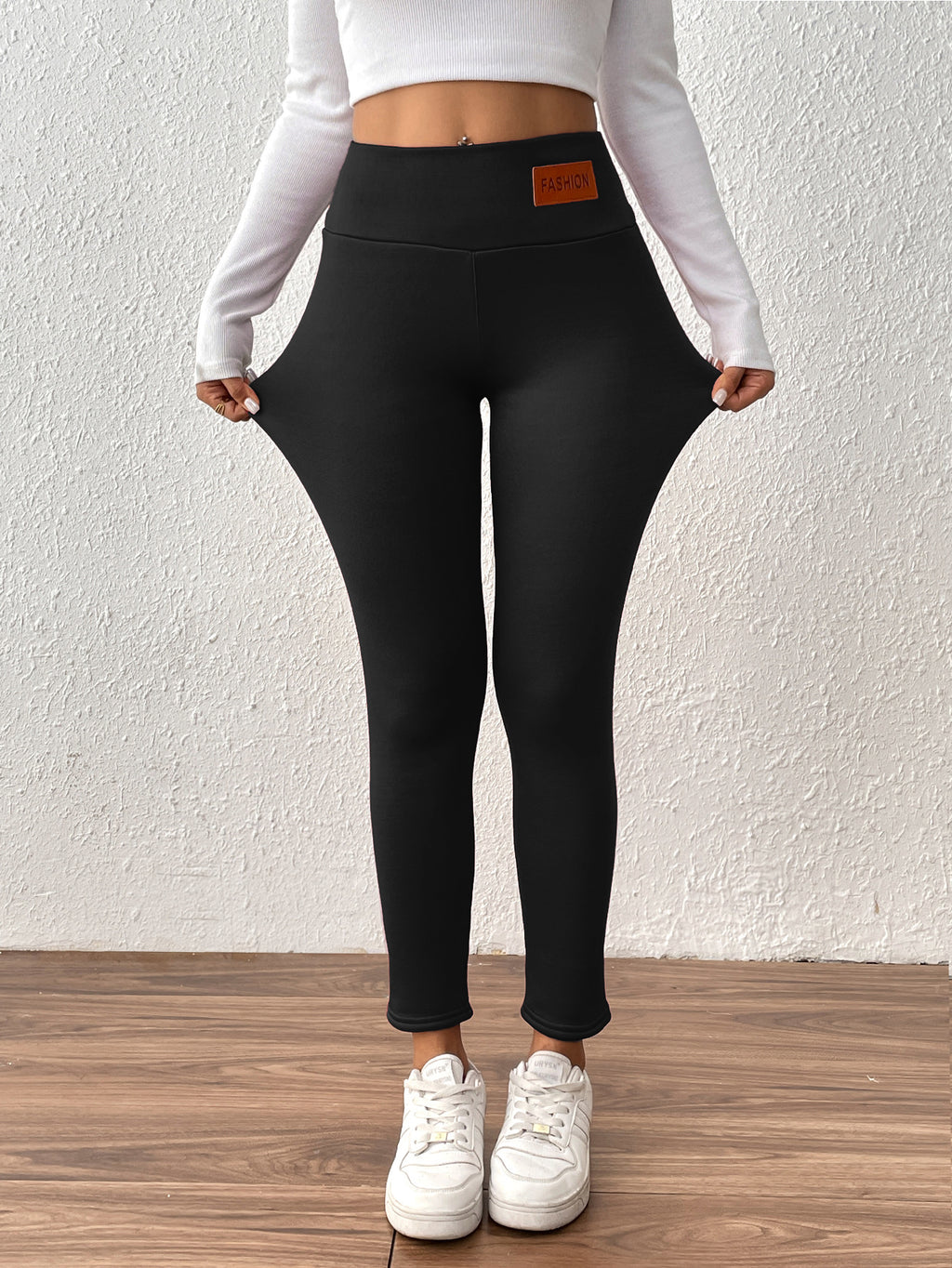 Women's High Waist Cashmere Warm Fleece Lined Elastic Skinny Pants teemdrop