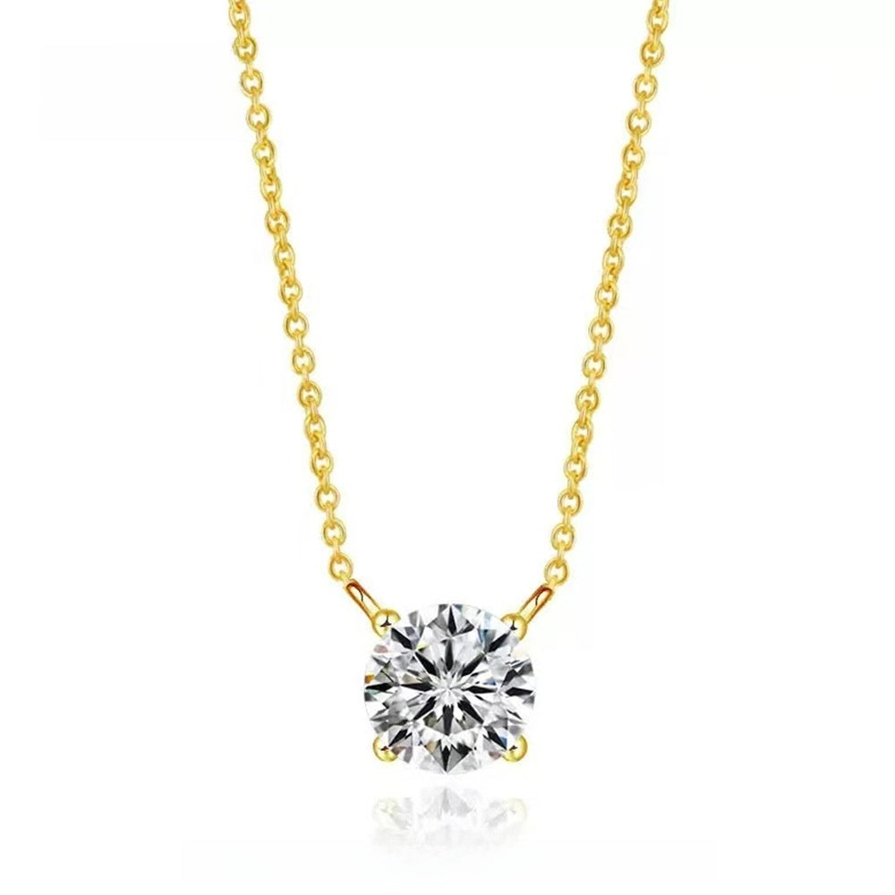 316L Titanium Steel Four-Prong Zircon Pendant Necklace Women's Non-Fading Clavicle Chain Jewelry teemdrop