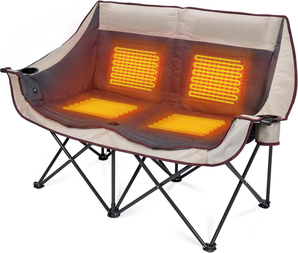 Heated Foldable Camping Chair with USB Heating Pad