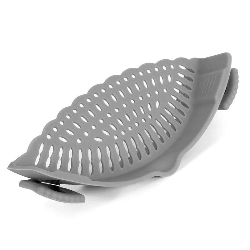 Clip On Silicone Kitchen Strainer Anti Spill Pot Edge Draining Basket teemdrop
