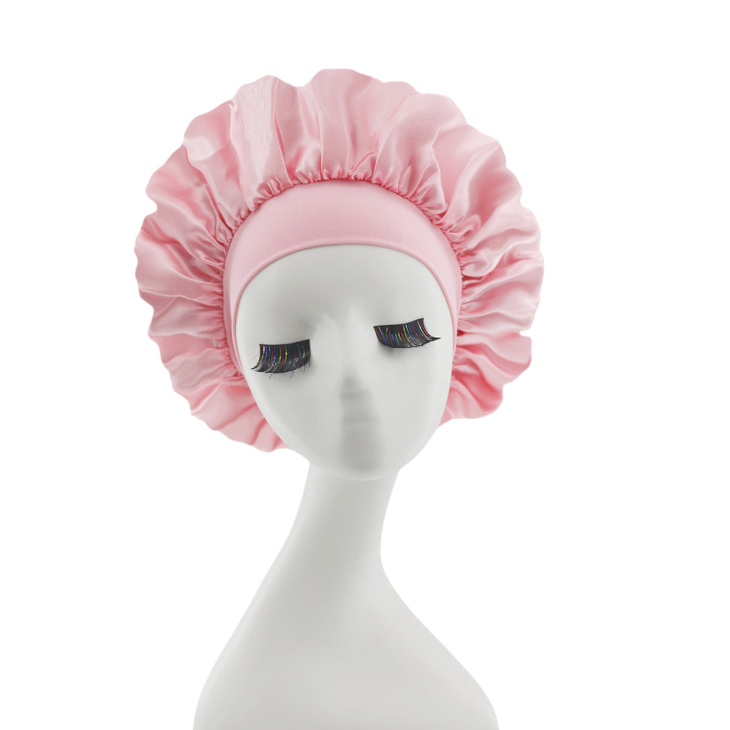 Lace-lined wide-brimmed elasticated hat