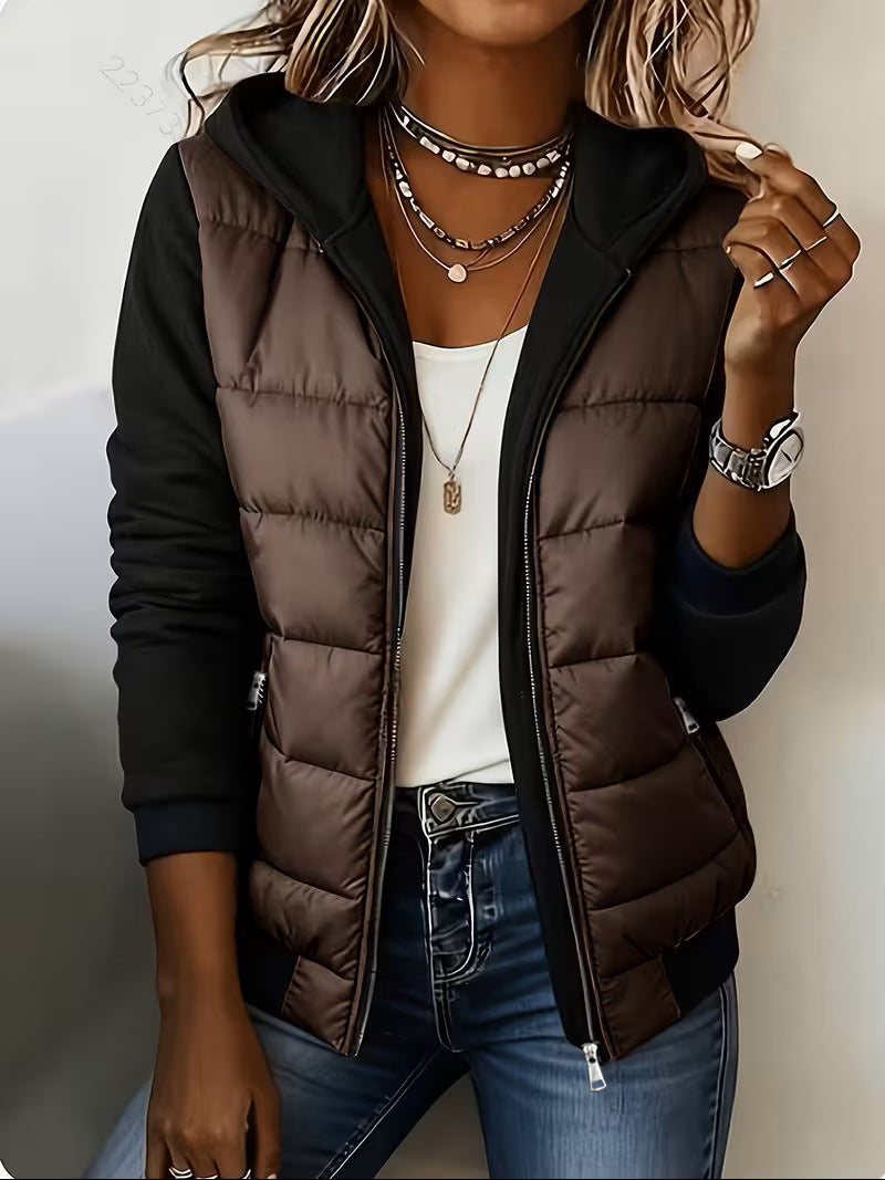 Women's Mid-Length Hooded Fleece-Lined Faux Shearling Coat teemdrop