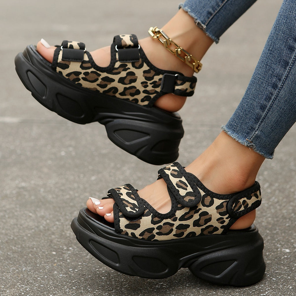Womens Velcro Platform Flat Sandals teemdrop