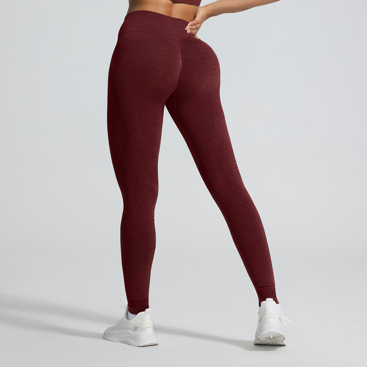 Women's Seamless Jacquard High-Waist Cropped Yoga Pants teemdrop