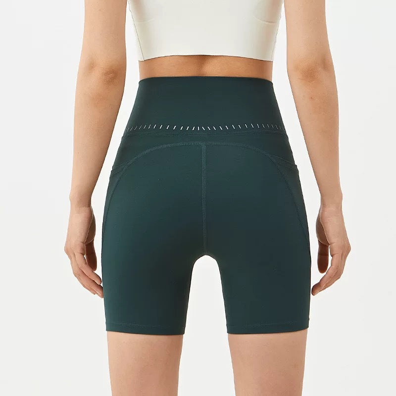 Womens High Waisted Butt Lifting Yoga Shorts Nylon Spandex Workout Shorts