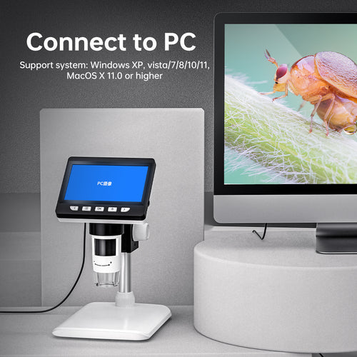 1080P 4.3 Inch Digital Microscope with Screen 1000x Magnification teemdrop