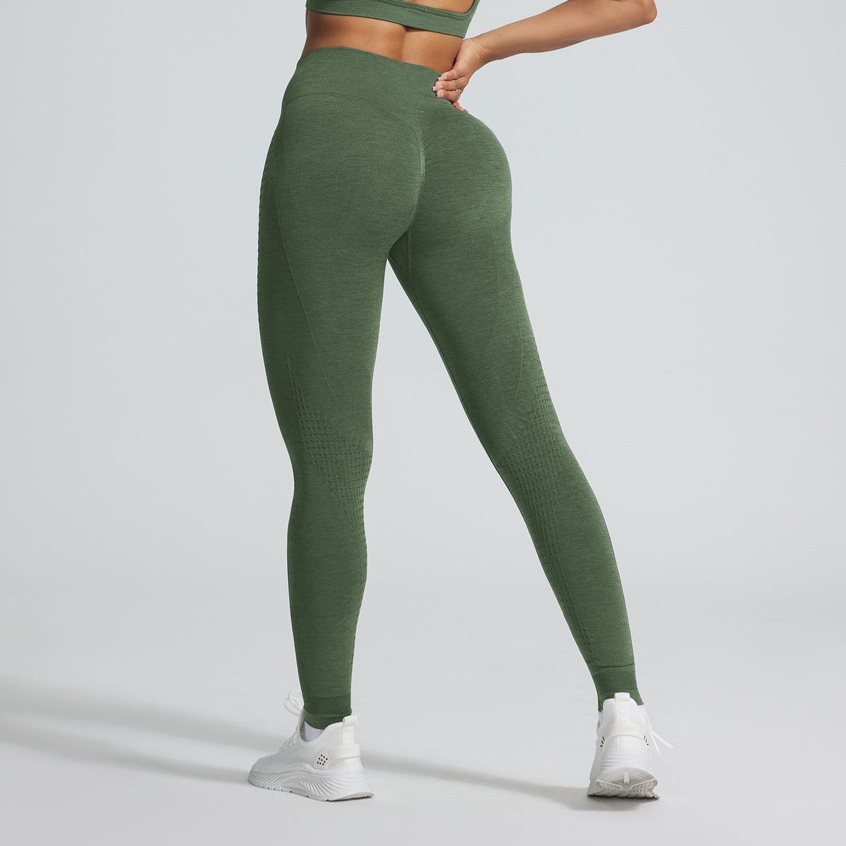 Women's Seamless Jacquard High-Waist Cropped Yoga Pants teemdrop