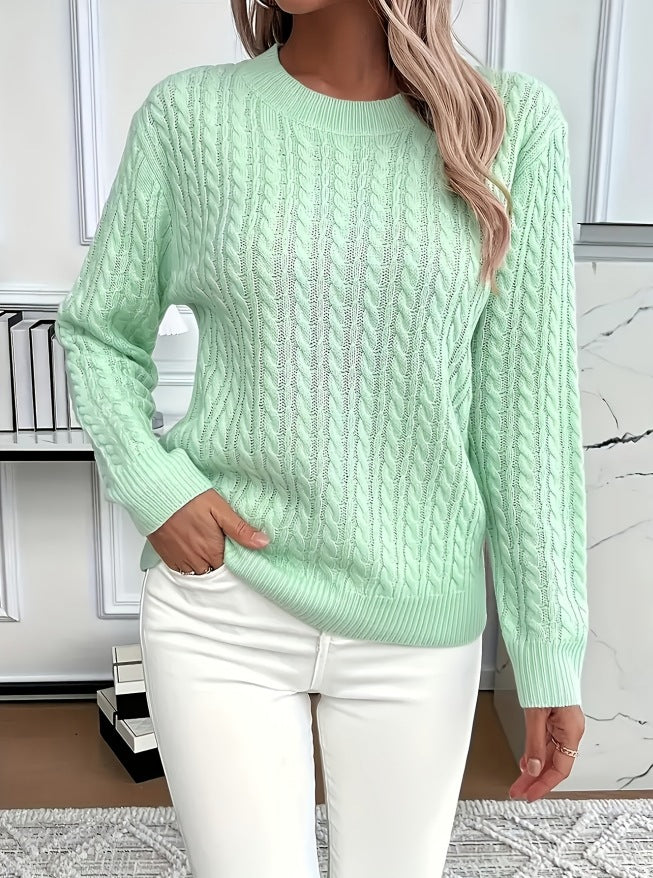 Crew-neck cable-knit sweater teemdrop