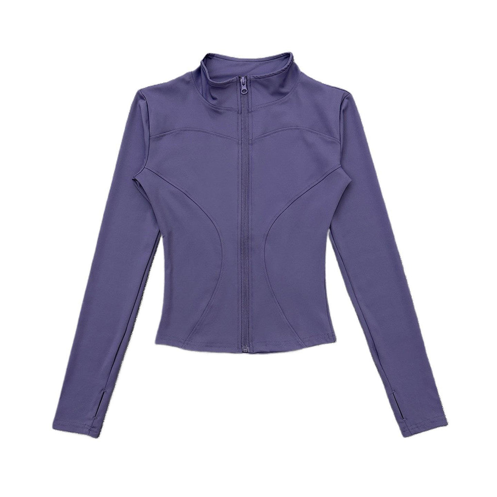 Womens Stand Collar Sports Jacket with Thumb Holes
