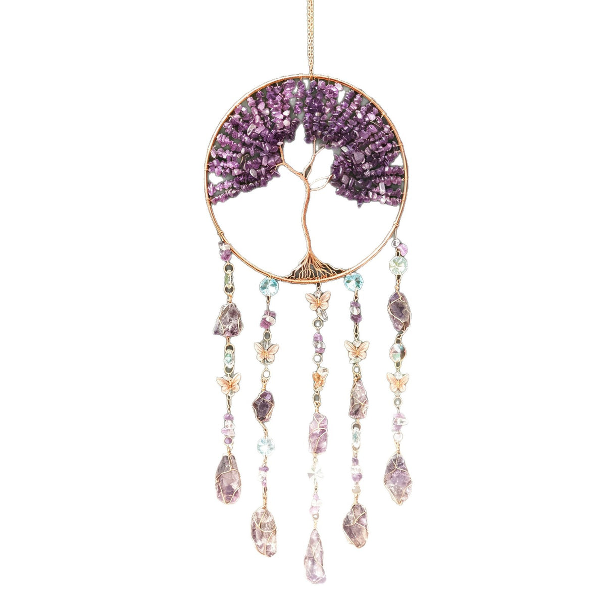 Natural agate crystal wind chime pendant teemdrop