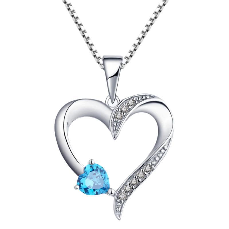S925 pure silver heart-shaped pendant cross chain necklace